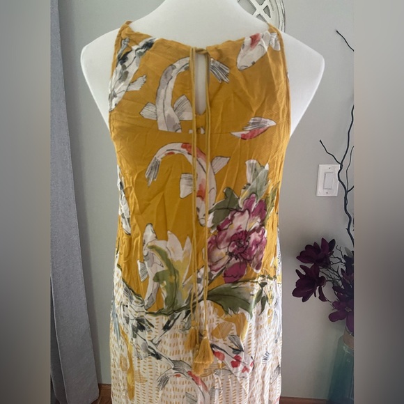 Anthropologie One September Paradiso Gold Koi Embroidered Maxi Dress Size XS - Picture 8 of 15